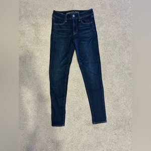 American Eagle dark blue jeans, high rise jegging, size 2